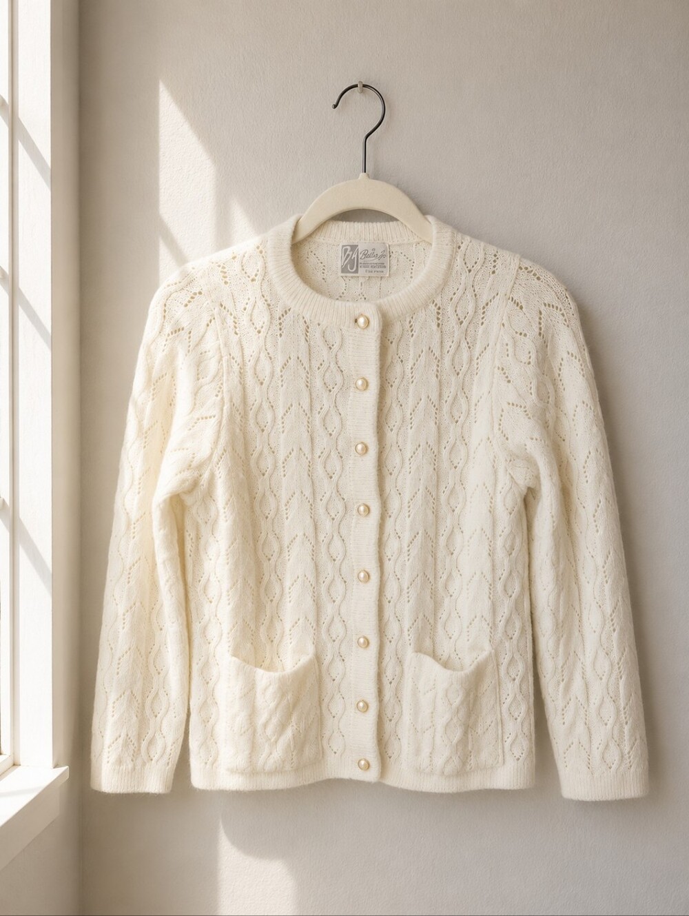 Cream Cable-Knit Button Cardigan Sweater